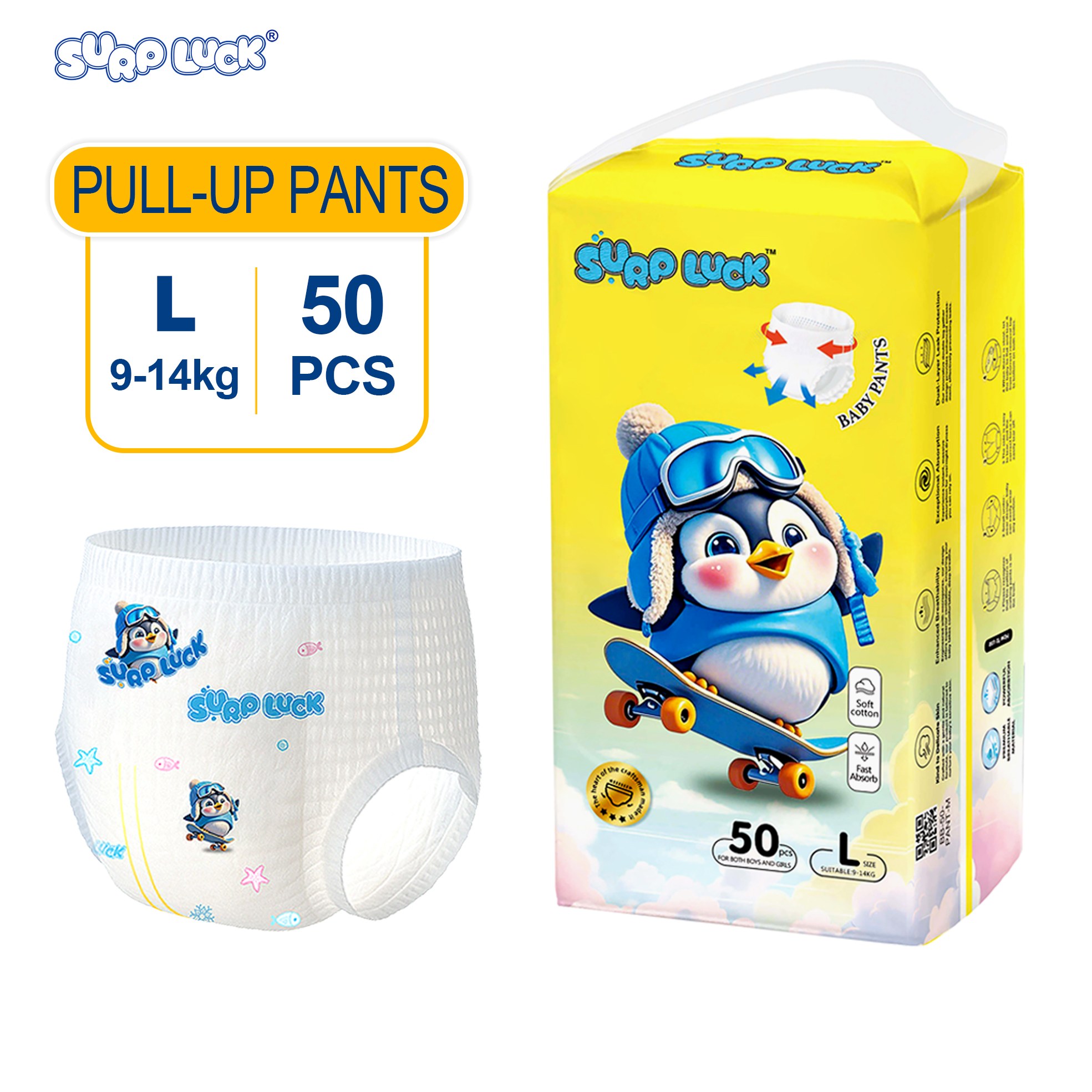 【Free gifts】Surpluck 50 PCS diaper tapes for Baby Unisex Ultra thin Breathable diapers Pull-up Pants free shipping