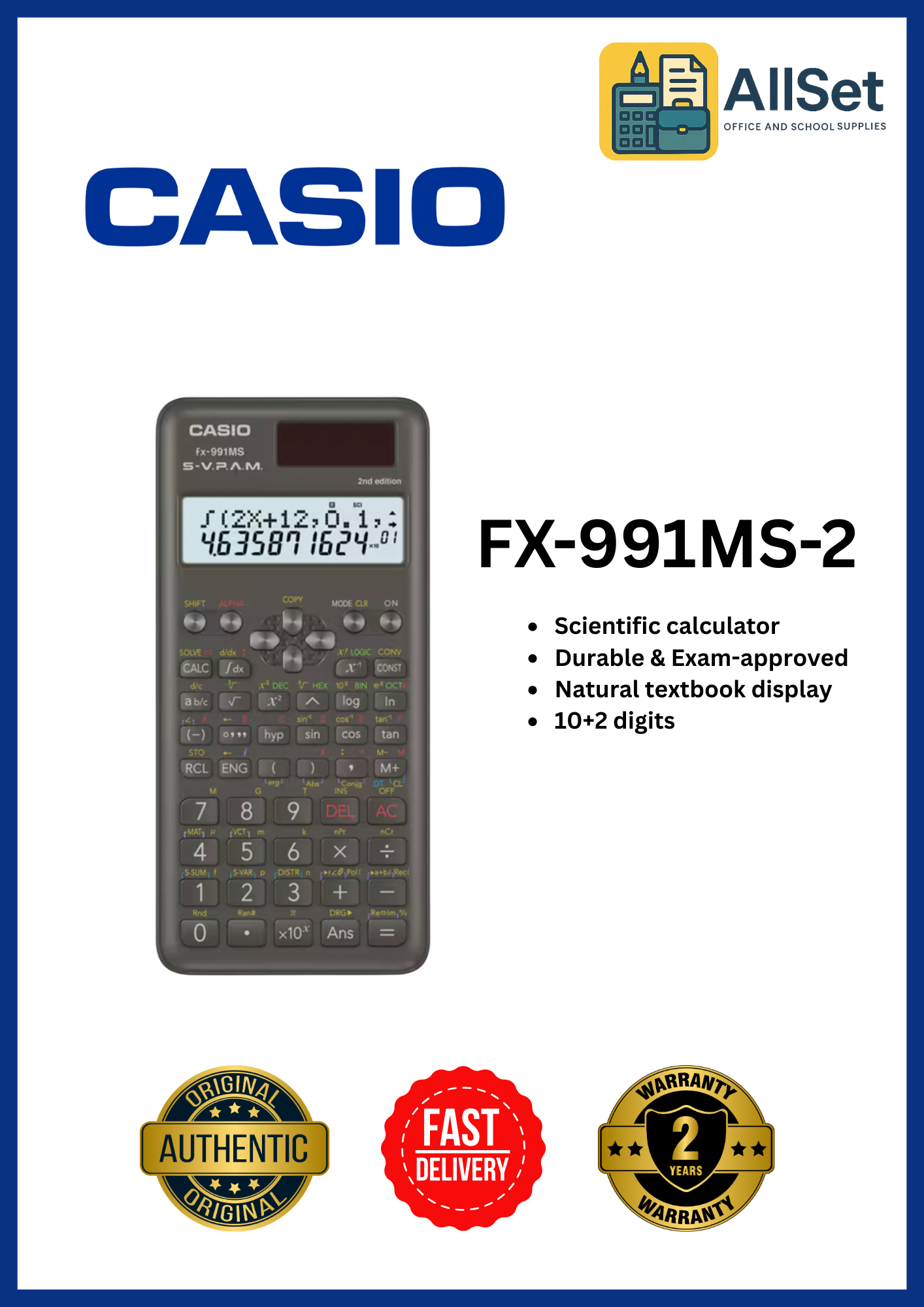 Casio FX-991MS-2 Scientific Calculator