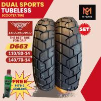 SET R14 D663  DUAL SPORTS TUBELESS TIRE FOR AEROX 155 PCX150 SUPER 8 - DIAMOND TIRE 140/70-14 & 110/80-14