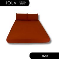 HOLA Bedsheet | Plain Cotton | Full Garter Fitted Sheet + 2 Overlap Pillowcase - Neutral  Designs
