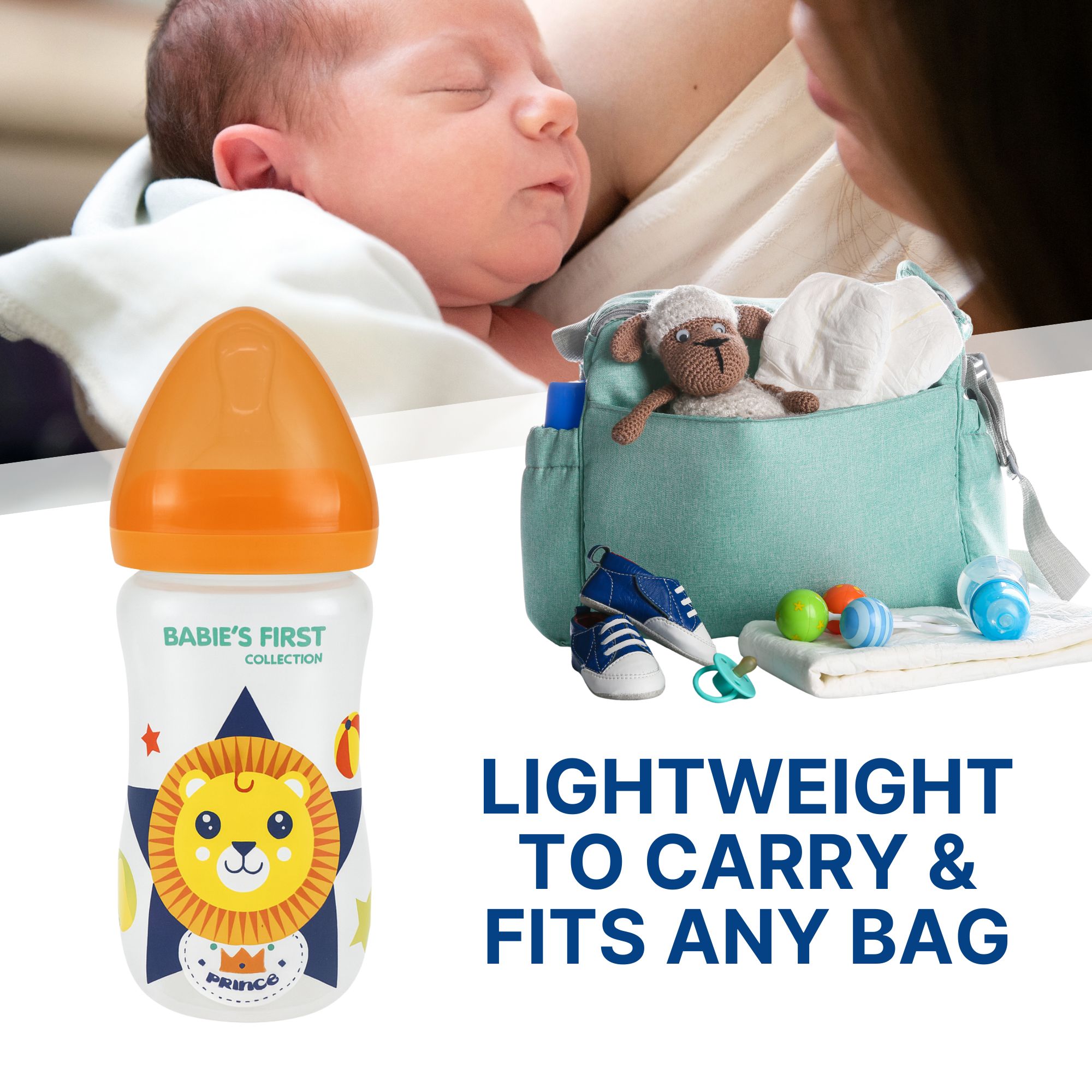 MiniTree 60ml Blue Baby Feeding Bottle with Soft Silicone Nipple BPA Free Anti Colic