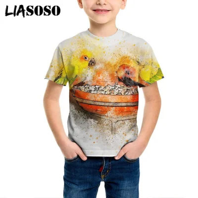 2021 3D Print Animal Parrots Kids Children T-shirts Boy/Girl Cartoon Short Sleeve Tees Tops Shirt Cute Fashion T Shirt
