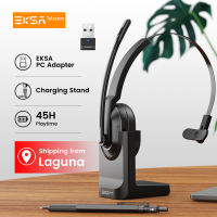 EKSA - H5 Bluetooth 5.0 Headsets PC Wireless Headphones 2 Mics ENC Earphones with Charging Base USB Dongle for Office