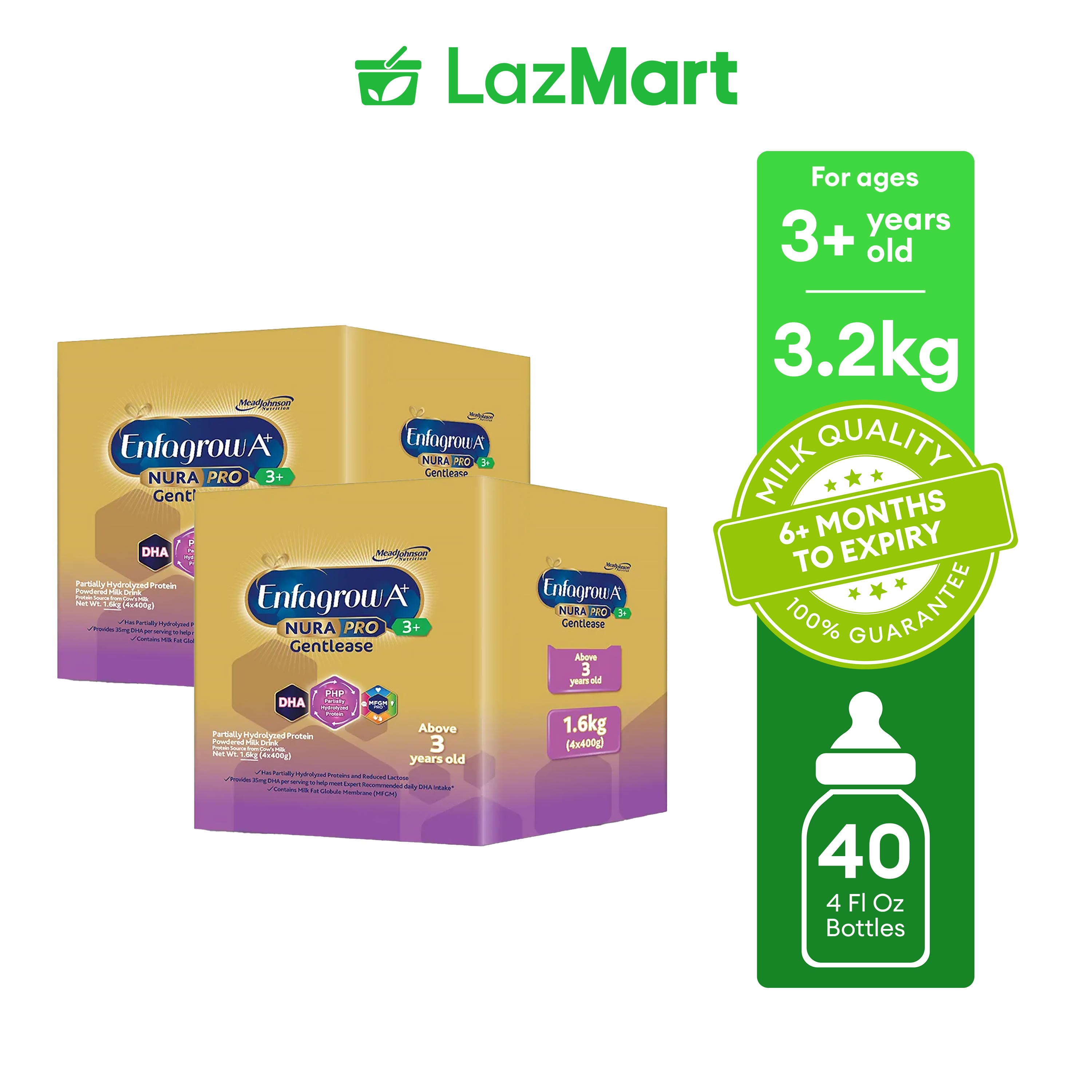 Enfagrow A+ Nurapro Gentlease 3.2kg (1.6kg x 2) Powdered Milk Drink for Children Above 3 Years Old