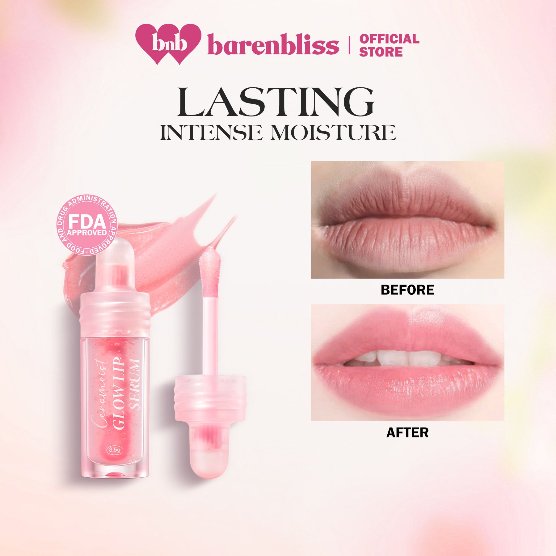 barenbliss BNB Ceramoist Glow Lip Serum 3-in-1 Lip Care | Moisturizer | Nourishing | Hydrating | With Vitamin E for Long Lasting Moisture thumbnail