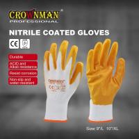 CROWNMAN 10’’ Nitrile Coated Gloves 13 Gauge white Polyesternn Liner plan coated Nitrile Safety