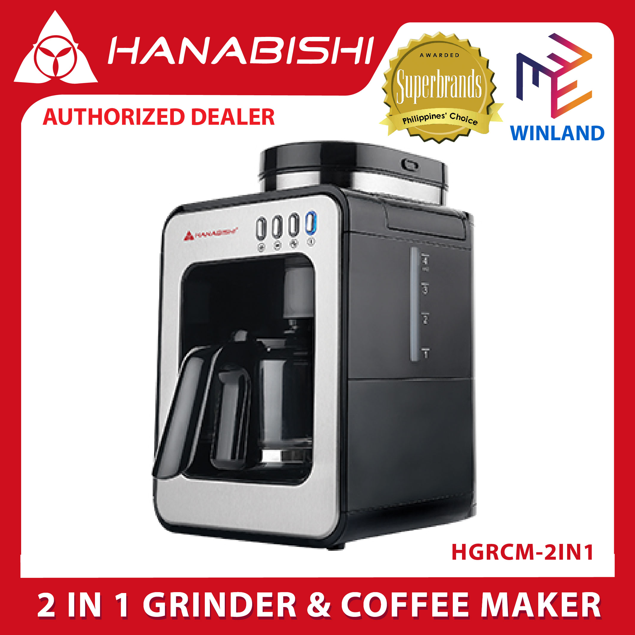 Hanabishi Original 2 in 1 Coffee Bean Grinder and Coffee Maker Coffee