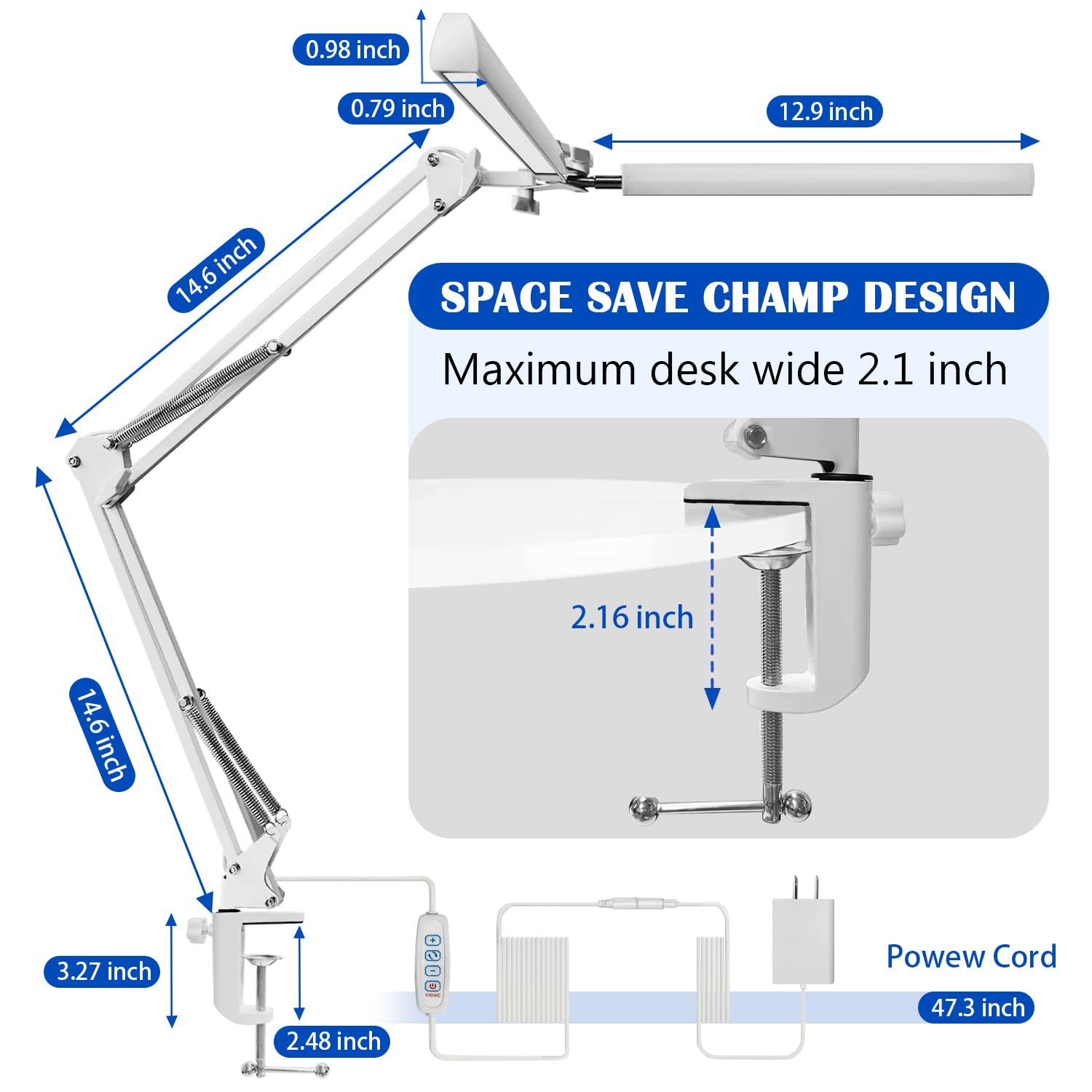 LED Reading Desk Lamp Computer Screen Bar Light Led Lights for Room at Night Double Head Folding Table Lamps
