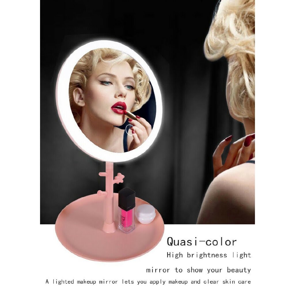 LED Lighted Makeup Mirror Rechargeable Dimmable 120° Rotatable Vanity