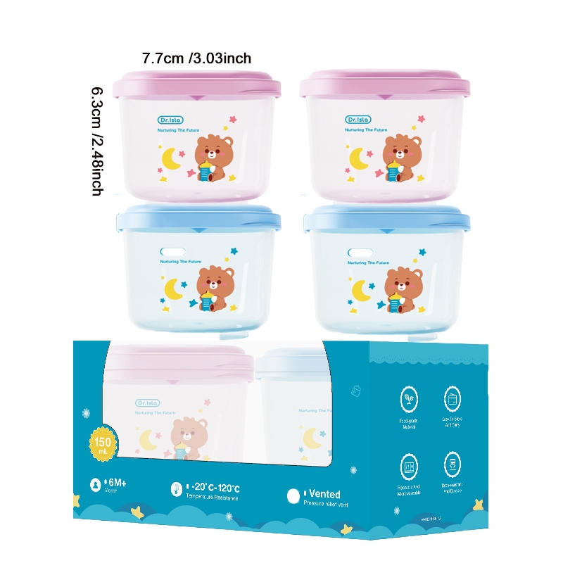 Dr.isla Baby Feeding Set 4 Pcs Food PP Material Food Grade 150ml Bowl SF02