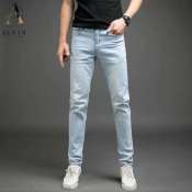 ALVIN# Light blue Jeans For Men Skinny Stretchable Pants