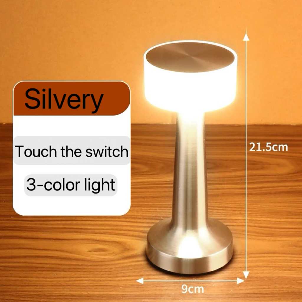 LED Table Lamp Holiday gifts Aluminum Alloy 3000mAh Desk Lamp Indoor Lighting Rechargeable Light USB Charging Touch Control Night Lamp Tricolor Adjust Brightness Bedside Lamp for Bedroom Bar Cafe Hotel Study