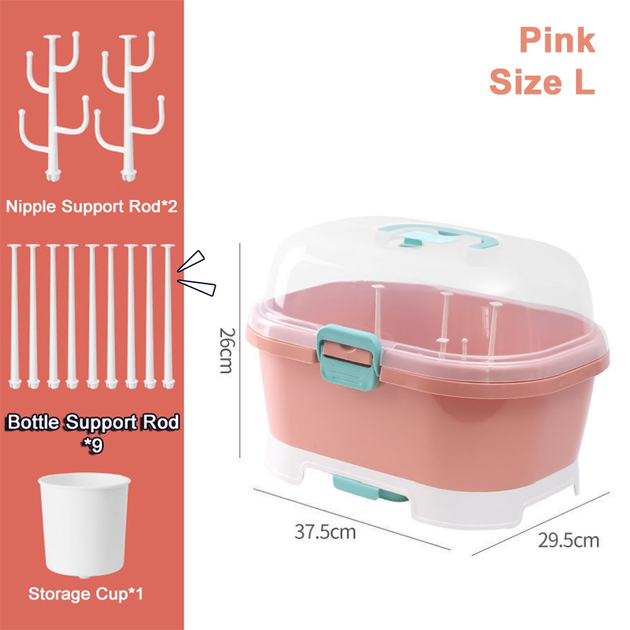 Baby Bottle Storage Box Milk Bottle Drying Box No BPA Large Capacity Dustproof Professional Baby Utensils Storage Box