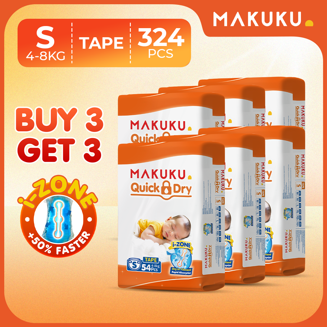 【B3T3】MAKUKU Diaper Quick Dry Tape and Pull Up Pants 50pcs Baby M L XL XXL XXXL UltraThin Soft and Breathable
