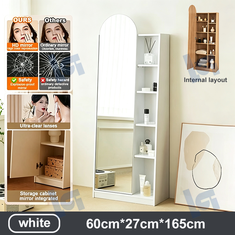 Floor Full-length Mirror Cabinet Hidden 5layer Storage Cabinet Minimalist Storage Mirror Cabinet