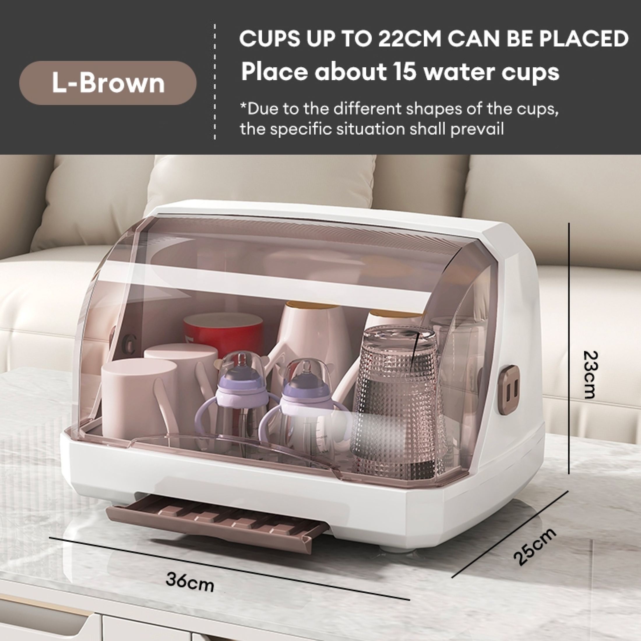 Hisoa Baby Feeding Bottle Storage Box Large Size Baby Tableware Portable Draining with Lid Dustproof and Resistant Tableware Cupboards Container