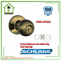 SCHLAGE DOOR LOCKSET T54 CNA 609 TUBULAR ENTRANCE WITH KEY ORIGINAL FITS ALL EXISTING DOOR HOLE ANTIQUE BRASS