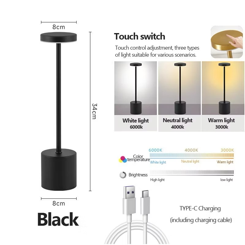 3 Colors Rechargeable USB Led Table Lamp bar Lamp Dimmable lamp Touch Control Table Lamp Atmosphere Lights#DG006