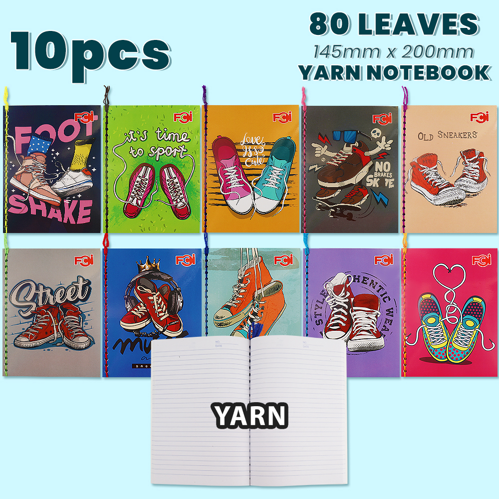 FCI Motivational Spiral Notebook WITH YARN Assorted Design 80leaves Smooth Paper 10pcs per ream School office Supplies(Sold per Ream)