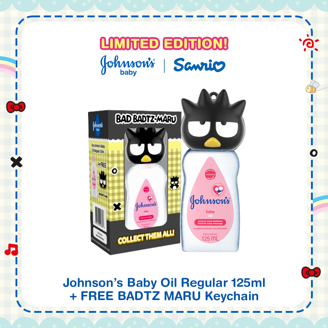 Johnsons Baby Regular Oil 125ml + FREE BADTZ MARU Sanrio Keychain
