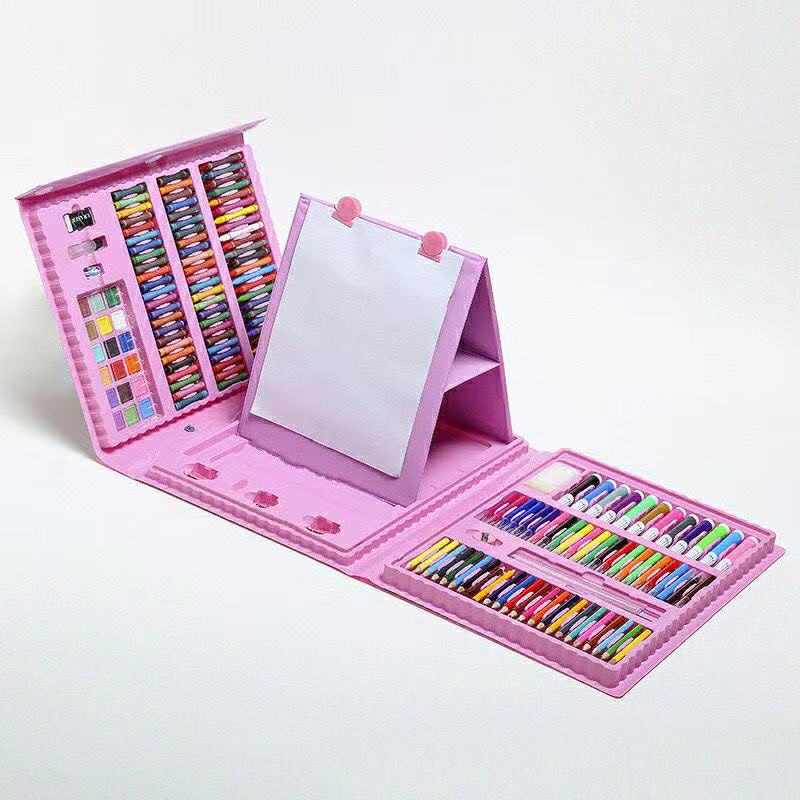COD 168/208 PCS Kids Super Mega ART Coloring Set Painting set Color Set Water Color Pen Crayon Drawing set For Children Gifts Tools Kit Boys Girls Students Christmas Birthday Holiday Festival Neon Book Ink Craft Washable Pencils Oil Sticks Pastel
