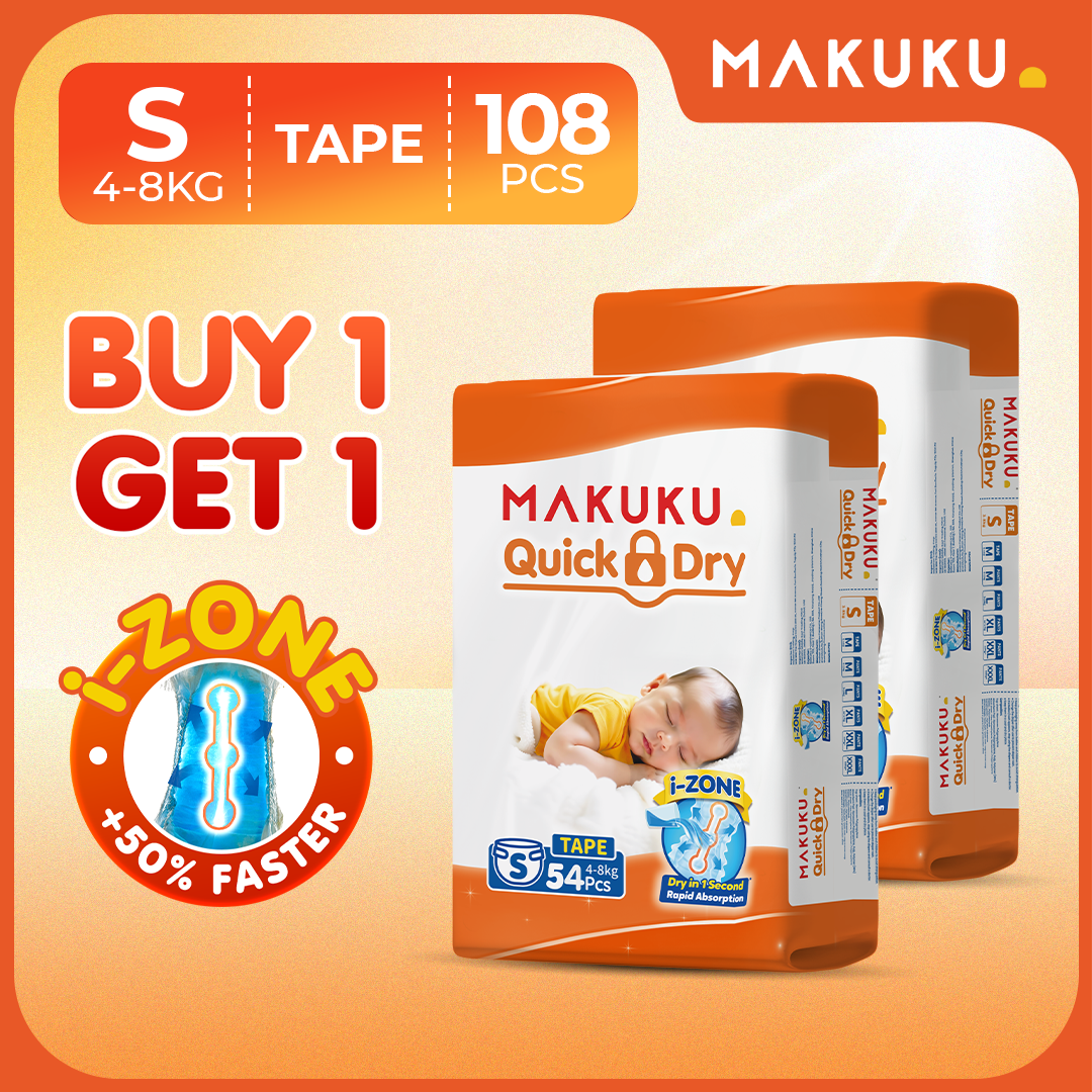 【B1T1】MAKUKU Diaper Quick Dry Tape and Pull Up Pants 50pcs Baby M L XL XXL XXXL Ultra Thin Soft and Breathable