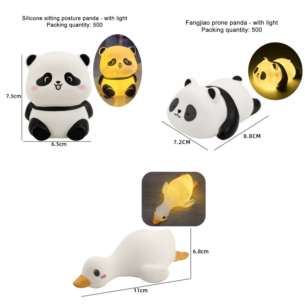 【Low Price】 Panda Night Light LED Night Light With Panda Silicone Lamp Ambience Light For Kids Room Eye Protection Soft Bedroom Sleep Bedside Lamp Babalux