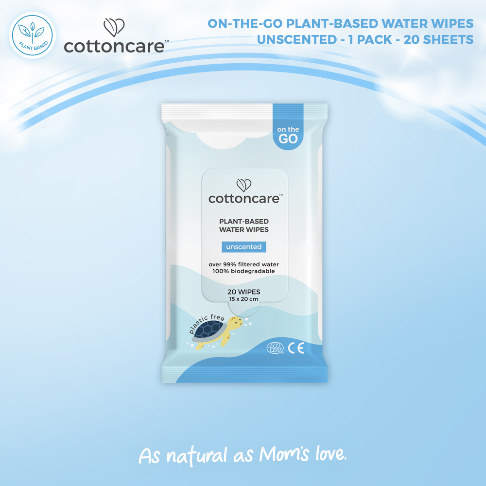 Cottoncare™ Organic Plant-Based Water Wipes Travel Pack Natural Non-Toxic Biodegradable Baby Unscented Infant set diapers Newborn Toddler Girl Boy Central