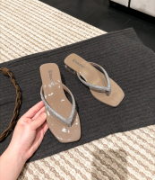 BEDILz2024 new fashion crystal mid-heel flip-flops for women