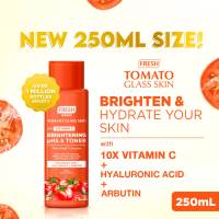 Fresh Skinlab Tomato Glass Skin 3 in 1 Vitamin C Brightening Toner (Bigger size - 250ml) - with Vitamins C Arbutin Hyaluronic Acid - for Brightening Hydrating Enhance skin radiance