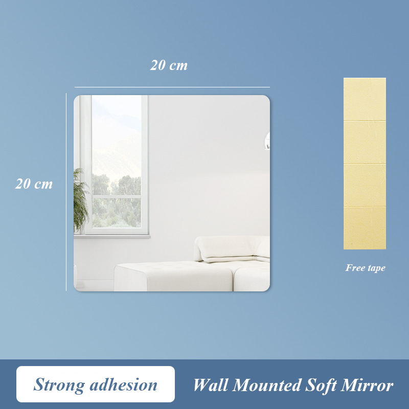 Large Wall Mirror Self Adhesive Acrylic Mirror Sheet Plastic Wall Sticker Unbreakable Safety Mirror for Living Room Bedroom Home Decor Easy to Install DIY Rectangle Round Shape