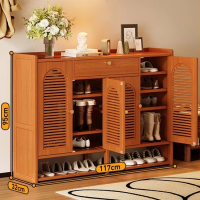 Wooden Shoe Cabinet Bamboo Shoe Rack Organizer Storage Shoe Shelf Cabinet with Door Drawer Cover