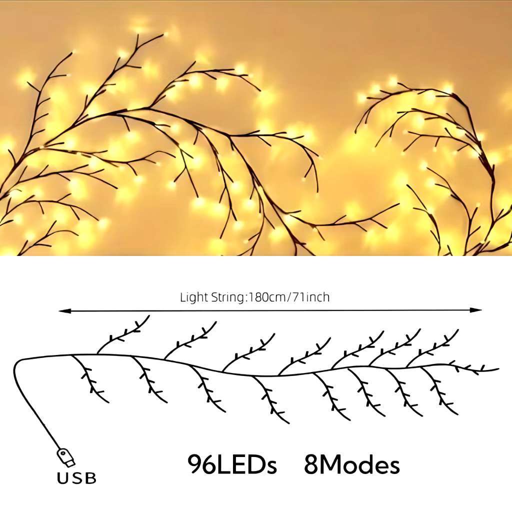 LED Branch Vine Lamp Tree Light Christmas Halloween Decoration Night Light For Room Wall Decoration