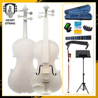 Heart String White Violin Black Violin Set with Fretboard Sticker for Beginners Kids Students Adults