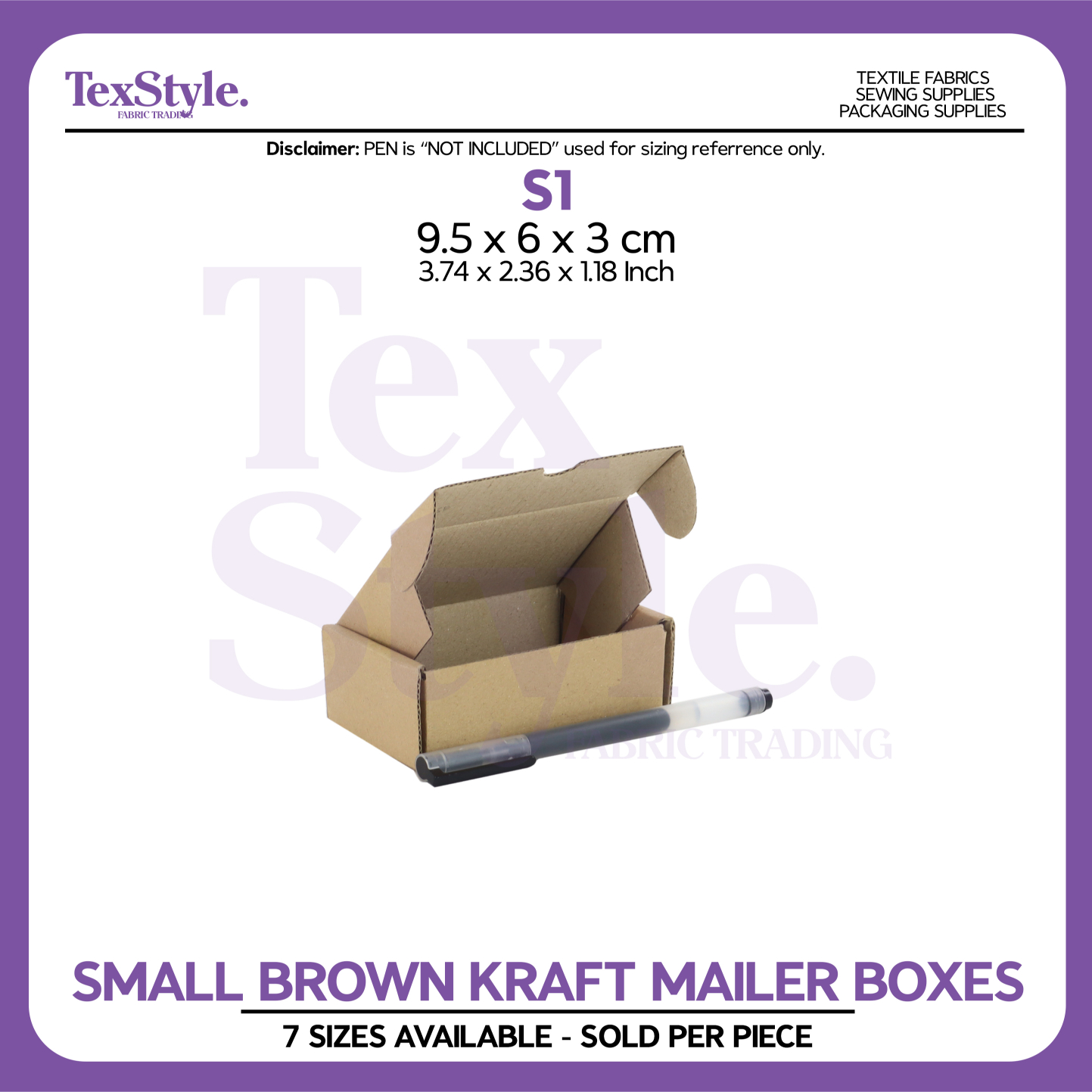 Textstyle Small Sizes T-Mailer Box Corrugated Mailer Brown Kraft Box Packaging Shipping Gift Box 7 Sizes - Per Piece