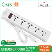 Omni Universal Outlet Extension Cord 5 Gang with Switch 1.83 meter - WEU-105 WEU105