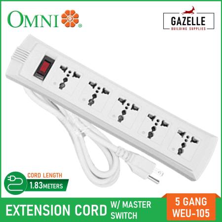 Omni Universal Outlet Extension Cord 5 Gang with Switch 1.83 meter - WEU-105 WEU105