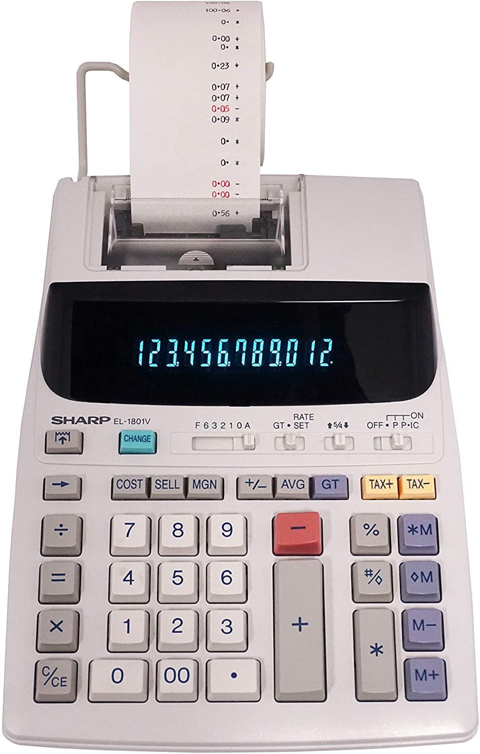 Sharp EL-1801V Electronic Two-Color Printing Calculator Black/Red 120V