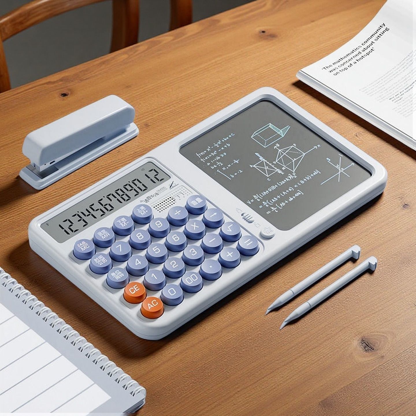 Calculator With Handwriting Pad For Student 12 Digits Big Display Screen Dual Power