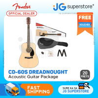 Fender CD-60S Dreadnought Acoustic Guitar Pack with Picks Gig Bag Strap and Extra Strings for Musicians Beginner Players (Natural) | JG Superstore