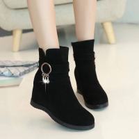 【Delivery in 3 days 】2024 new flat-bottomed inner-increasing nubuck leather short boots wedge heel short boots