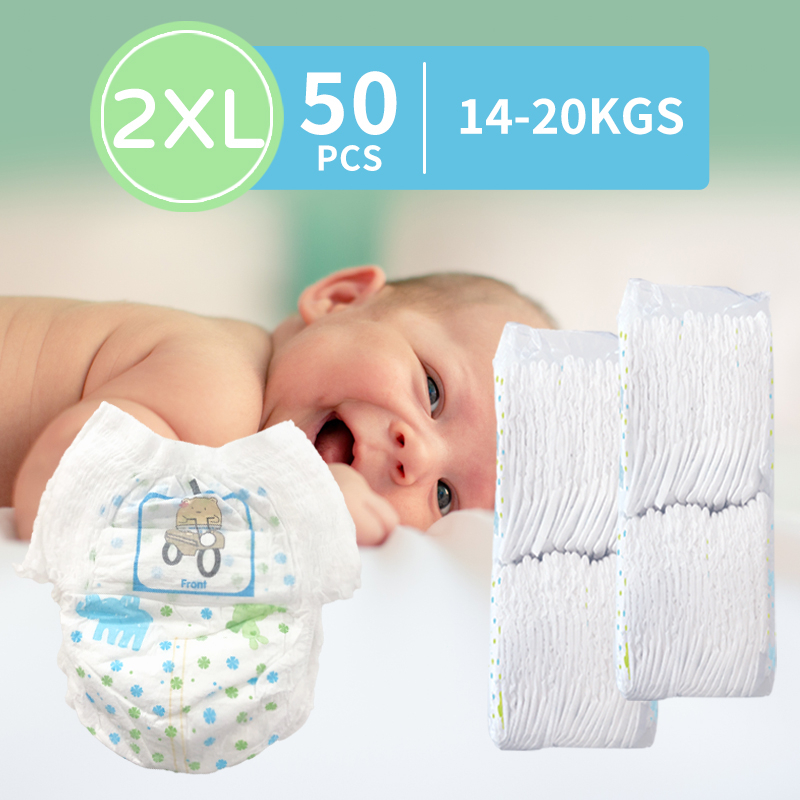 50pcs Soft Baby Diaper Pants Newborn Light Breathable Baby Walking Skin Friendly Diaper random pattern