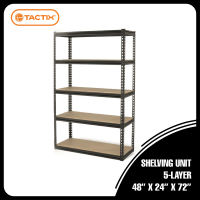 Tactix Storage Rack Organizer Shelving Unit 5 LAYER 48L x 24W x 72H Inches. ME329022 - BLACK
