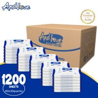 ANDLOVE Non-Alcohol Unscented Adult wipes 40 Sheets Per Pack 30 Packs 1200 Sheets