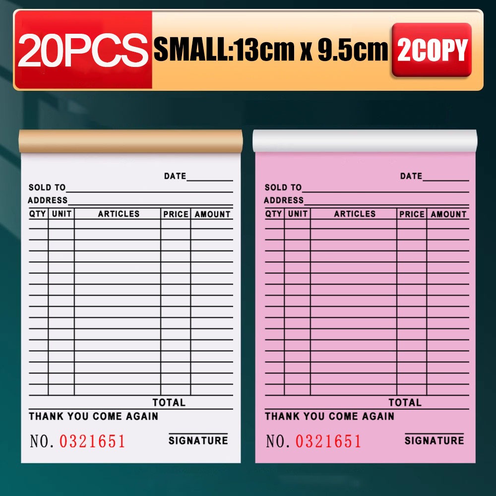 20 PCS Carbonized Delivery Receipt Resibo With Carbon Paper Duplicate Receipt Sold Business Delivery Note