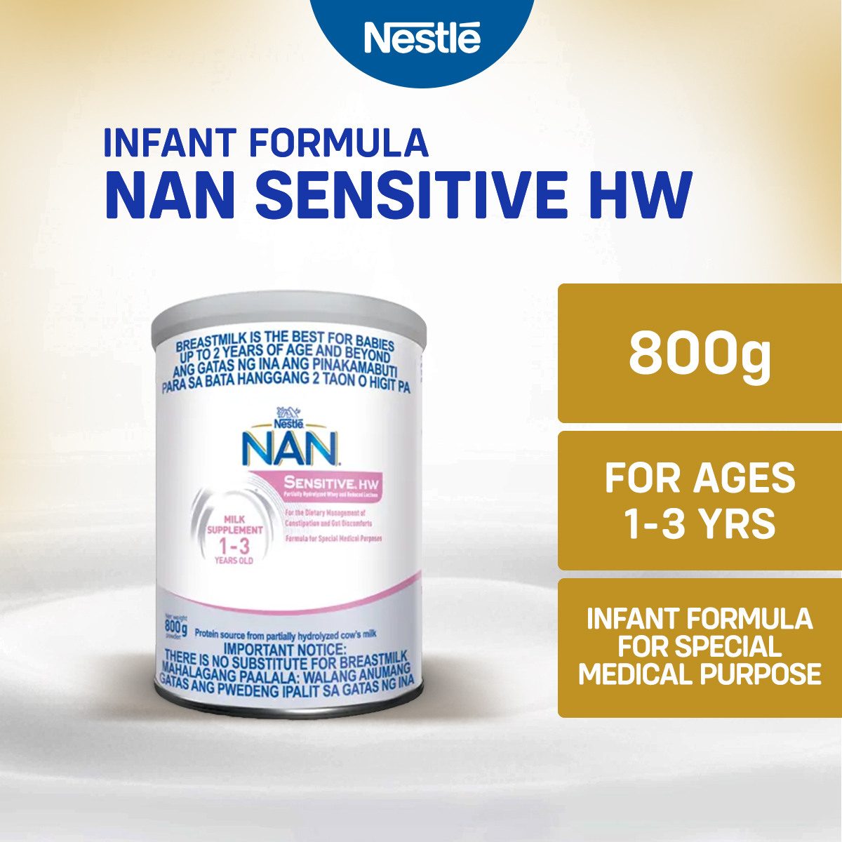 NAN Sensitive HW Growing-Up Milk Powder for Children 1-3 Years Old 800g