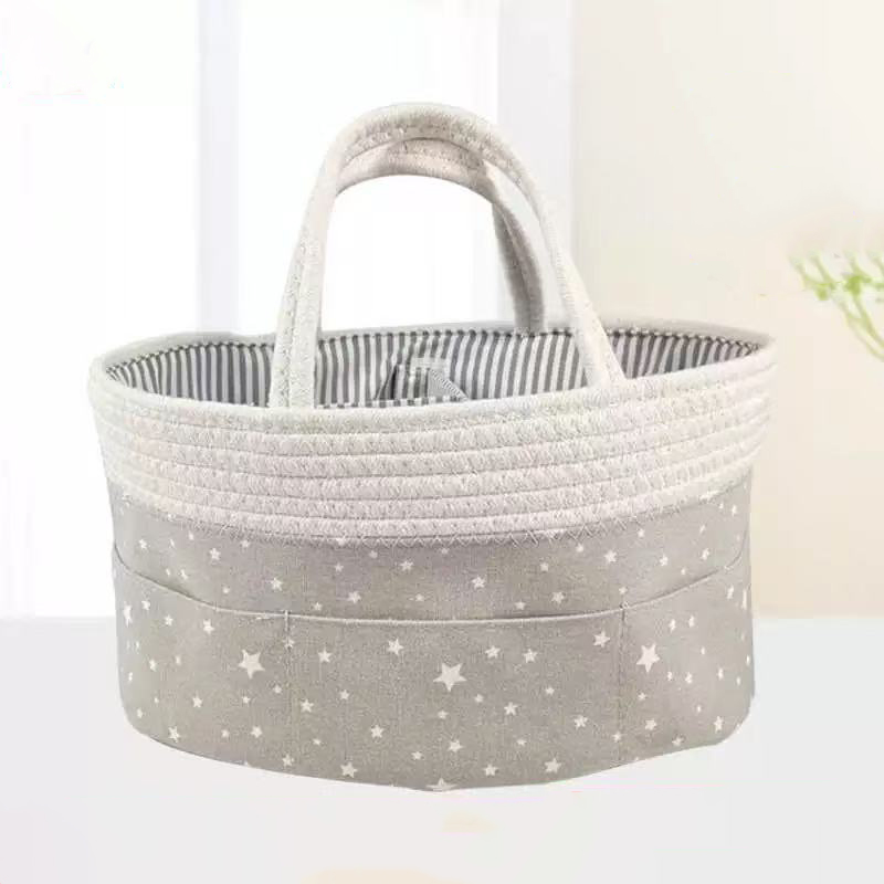 Diaper Caddy Organizer for Baby Cotton Rope Baby Gift Basket Portable Diaper Organizer for changing table Diaper Nursery Storage Organize