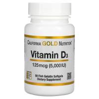 California Gold Nutrition Vitamin D3 50mcg (2000 IU)  & 125mcg(5000IU) 90 Fish Gelatin Softgels