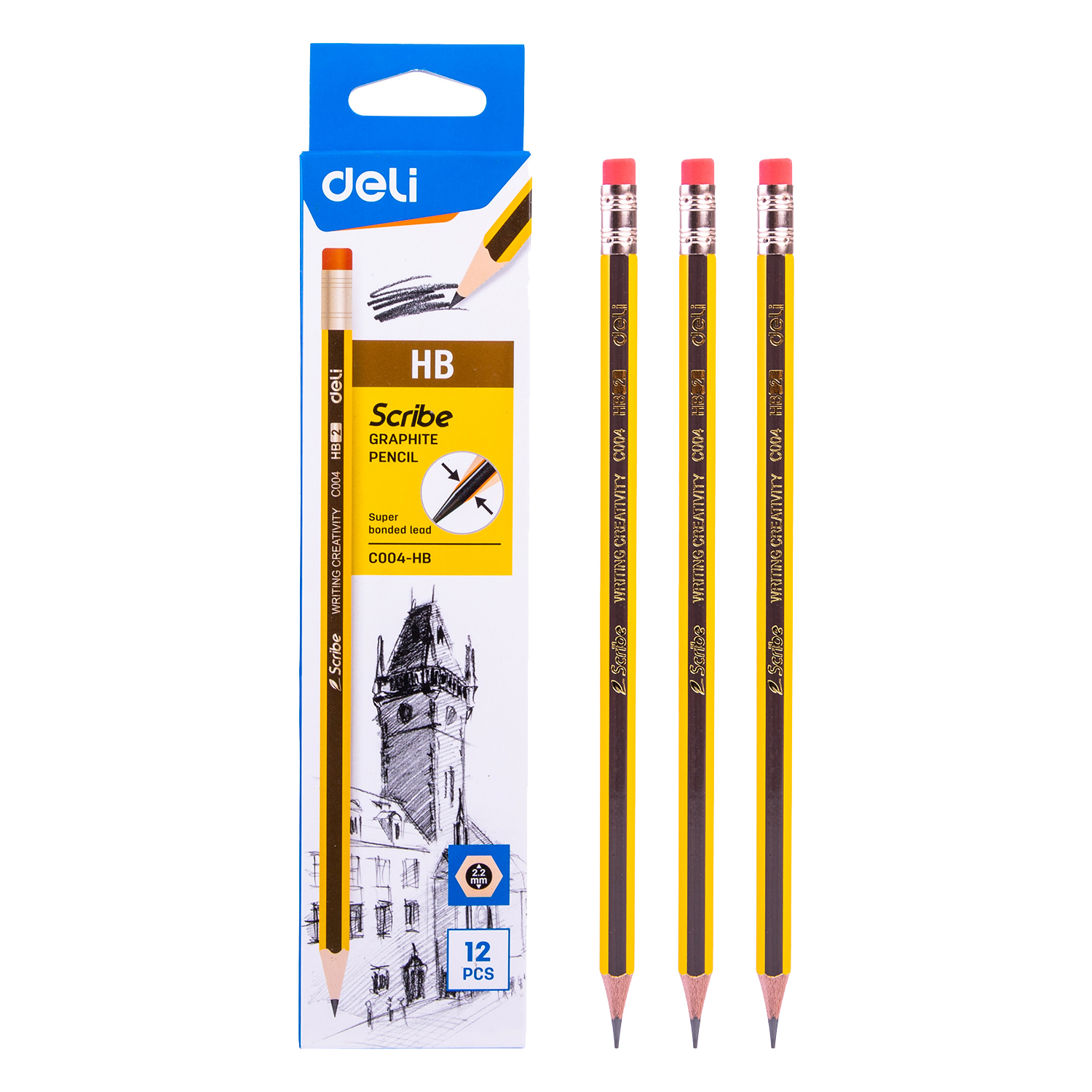 Deli Scribe Graphite Pencil 12pcs/box EC004-HB/2B