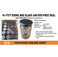 M-7177 220ml 8oz glass jar 24 pcs per box with FREE clear plastic seal!!!